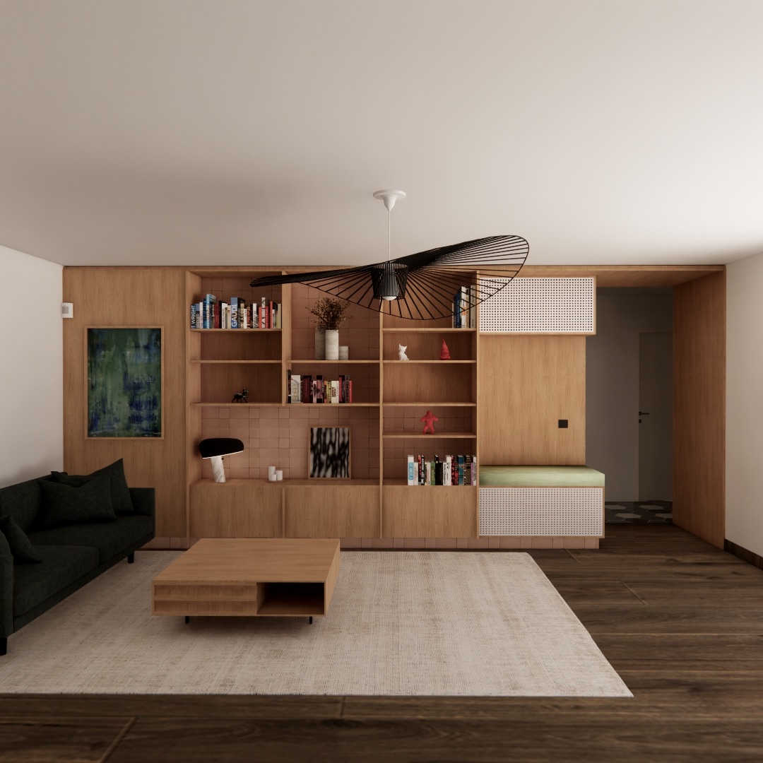 Project DFR - Version 1 w/ seating option on the right - Custom living room furniture © Studio Flodeau