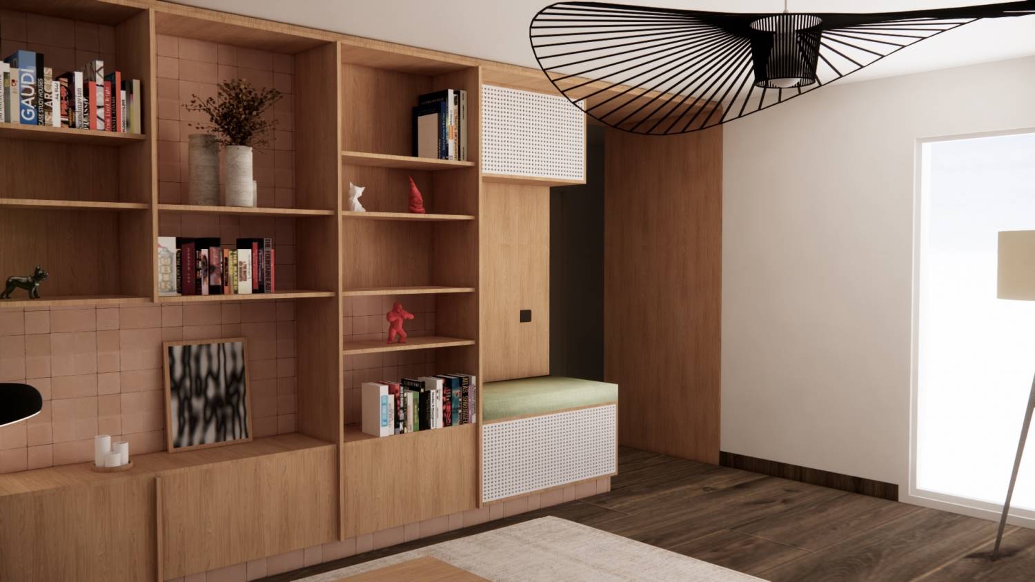 Project DFR - Version 1 w/ seating option on the right - Custom living room furniture © Studio Flodeau