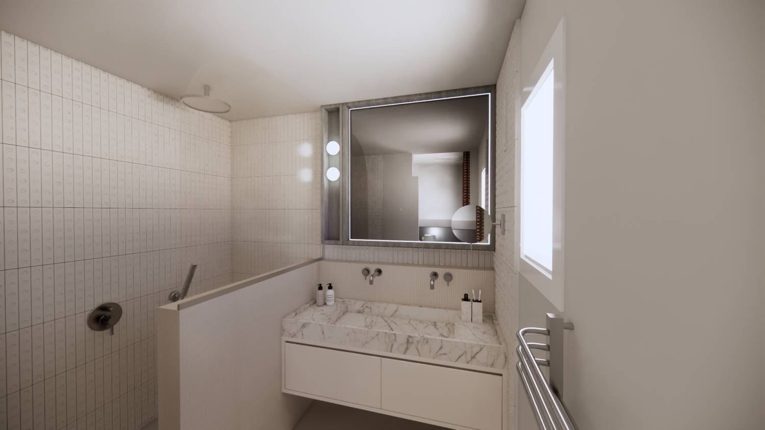 Guest bathroom view - Project DNZ ©Studio Flodeau Guest bathroom view