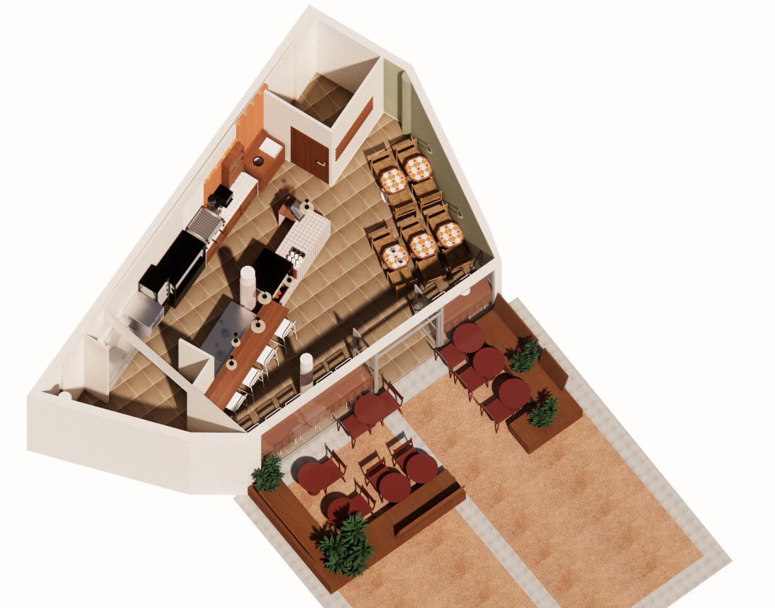 NousNous coffee shop - axonometric view - Studio Flodeau © Florence Deau