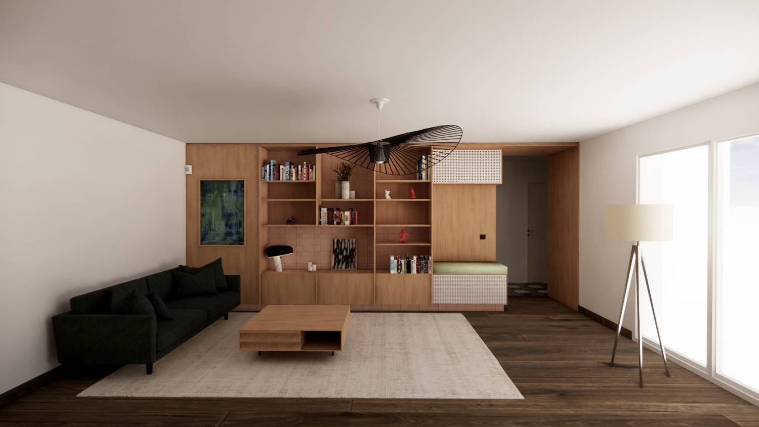 Project DFR - Version 1 w/ seating option on the right - Custom living room furniture © Studio Flodeau
