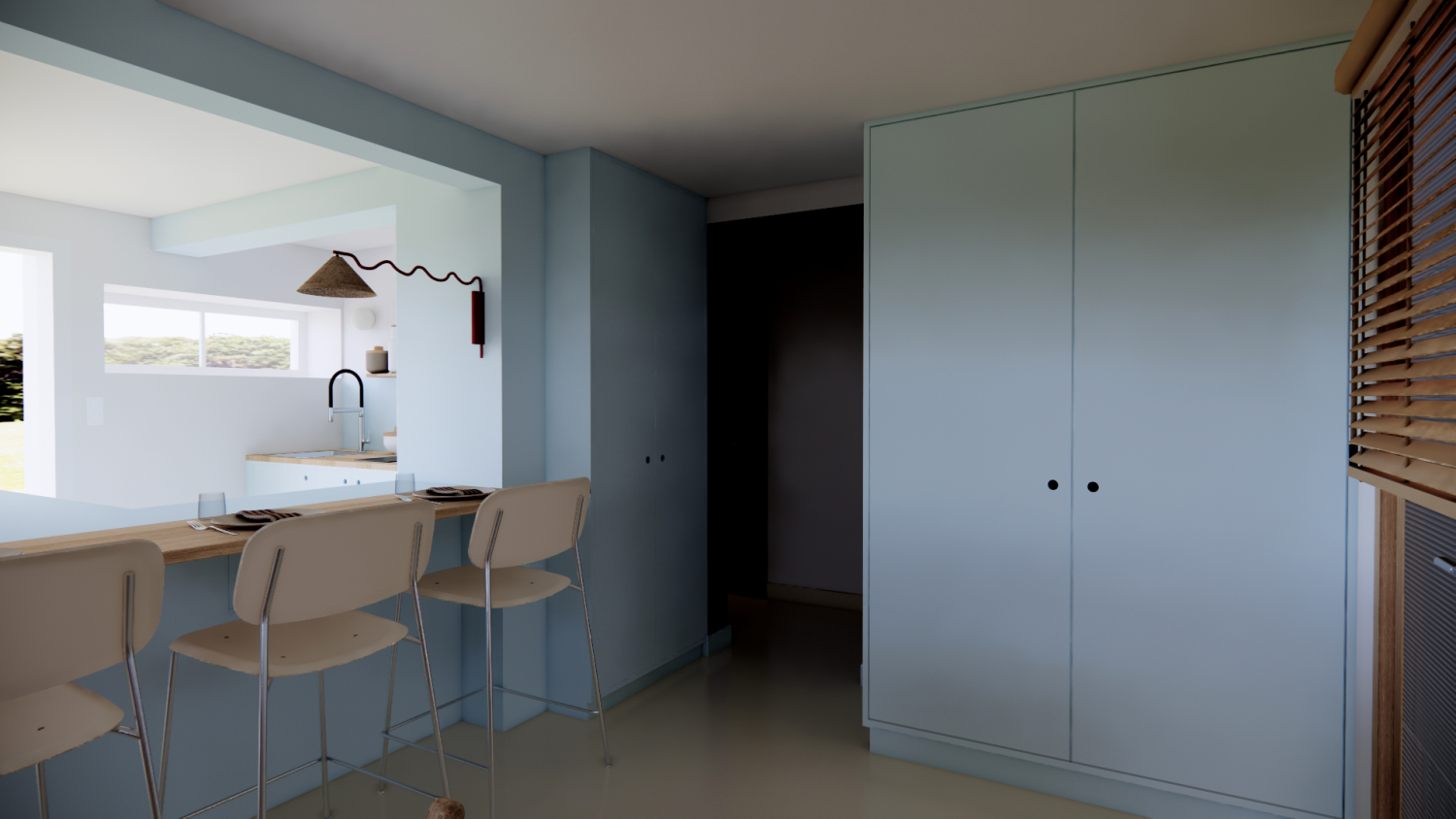 Project CHL - Towards the bathroom and bedrooms © Studio Flodeau